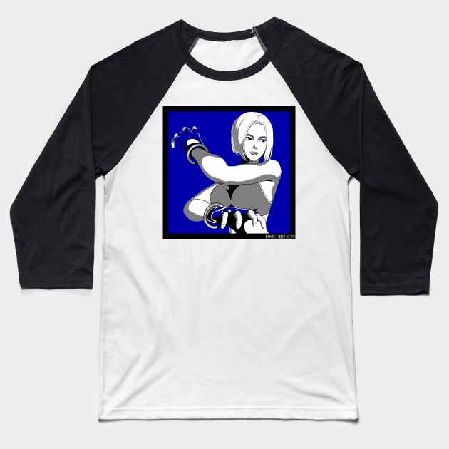 Blue Mary Baseball T-Shirt by Rama.Rabbit